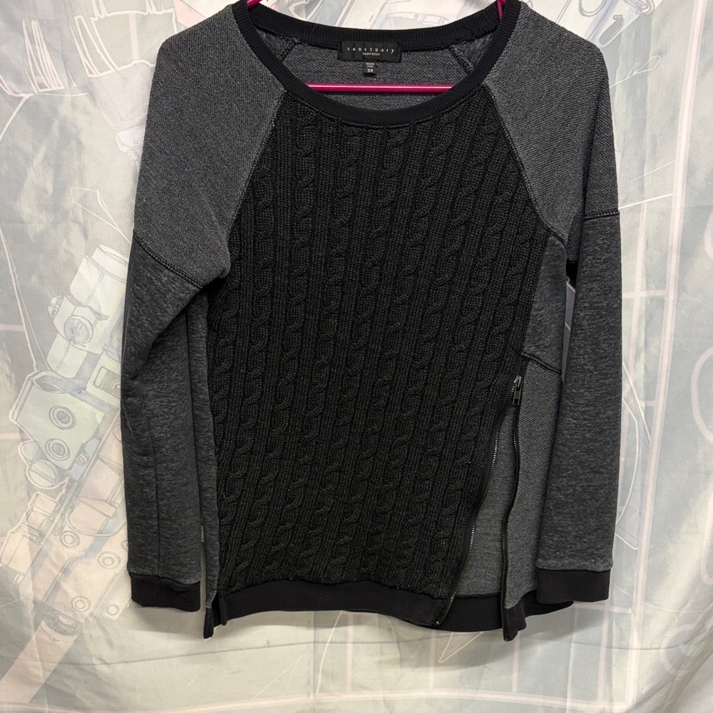 Sanctuary Black and Gray Zip Up Sweater